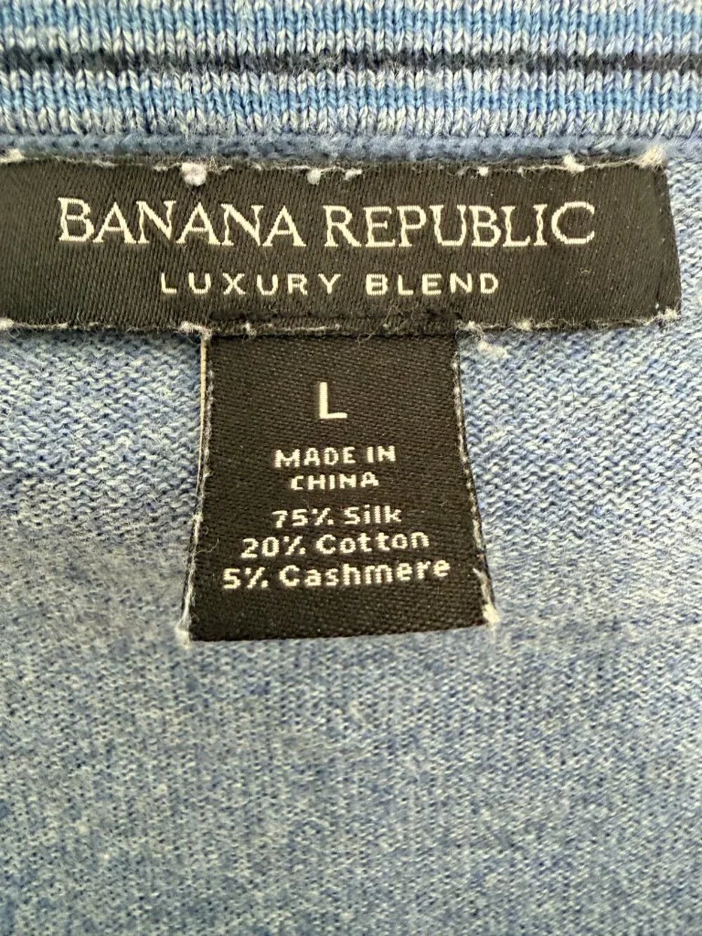 Banana Republic Luxury Blend Silk Cashmere Blue V-Neck Sweater Size L